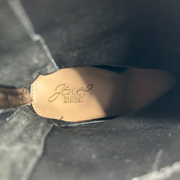 BADGLEY MISCHKA Jewel Black Sparkle Glitter Stretch Pointed Stiletto Booties 9.5 - Picture 8 of 10